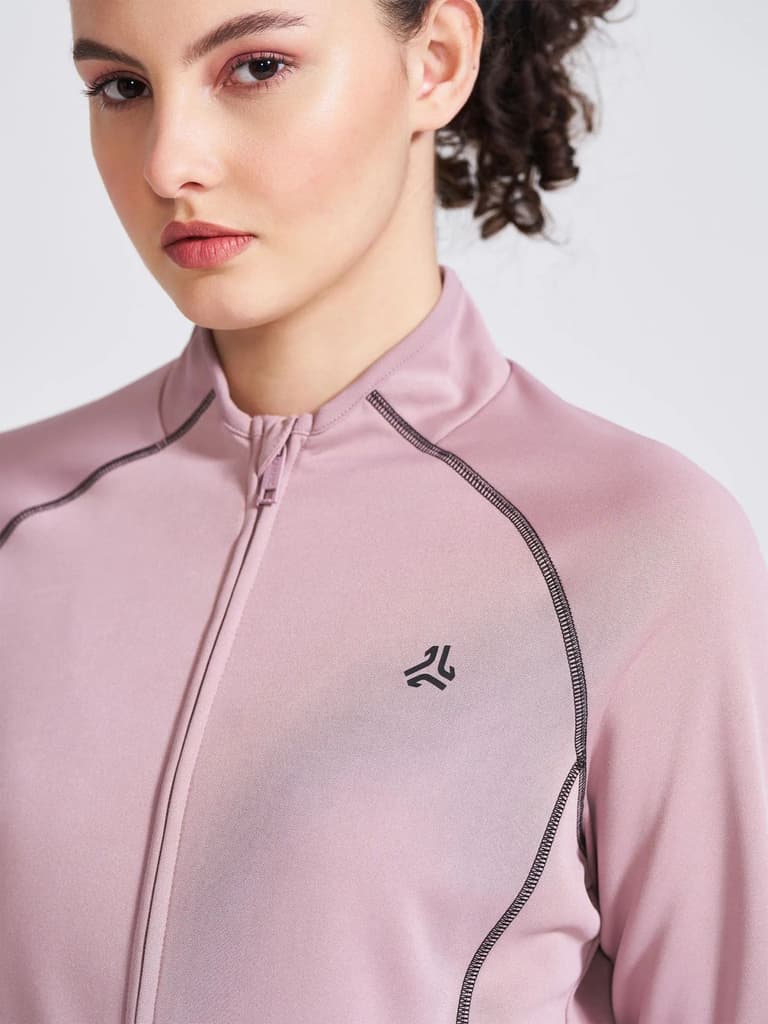 Women's Mauve Solid Stand Collar Jacket — photo 2