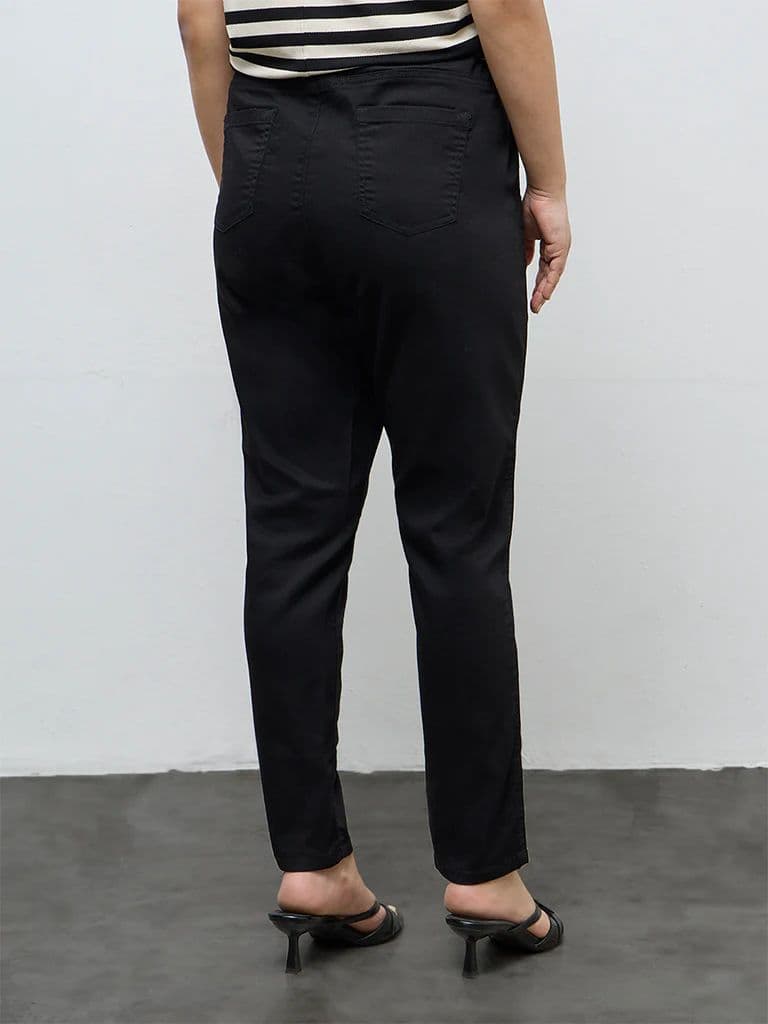 Gia Black Solid High-Rise Cotton-Blend Jeggings — photo 4