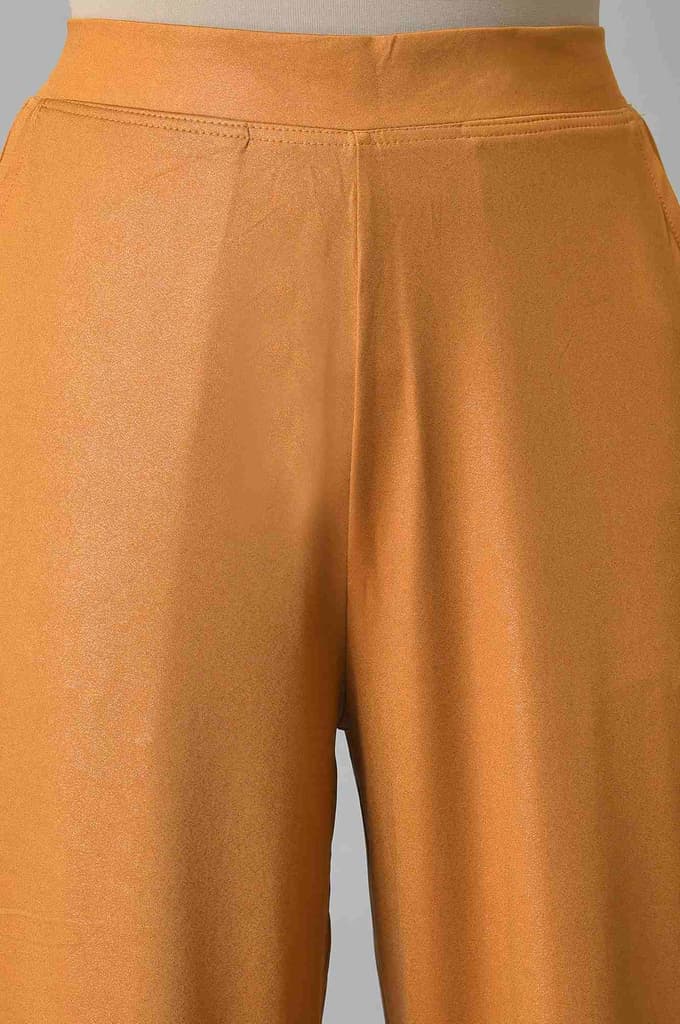 Brown Solid Straight Fit Palazzo With Slip On Closure — photo 6