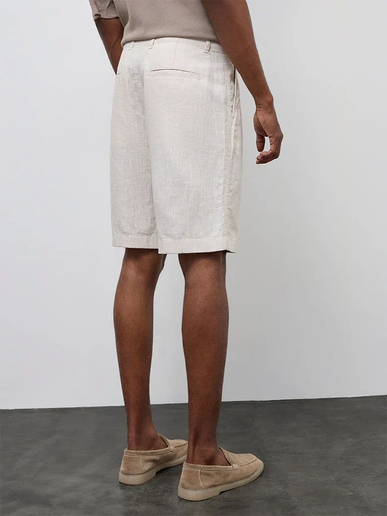 Ascot Off-White Relaxed-Fit Mid-Rise Cotton-Blend Shorts — photo 4