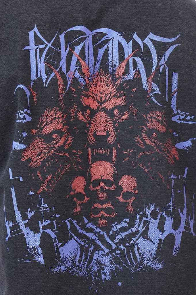Skull Washed Oversized T-shirt Dark Grey — photo 4