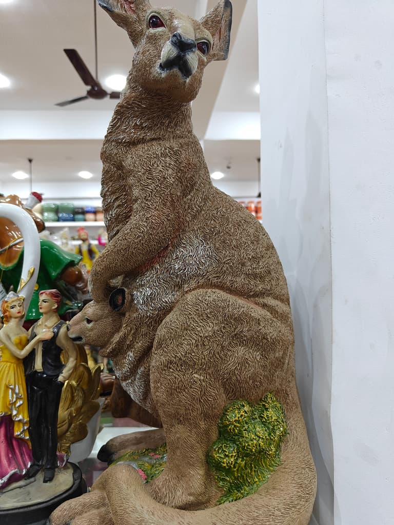 Kangaroo Statue | Wooden | Tan | Decorative
