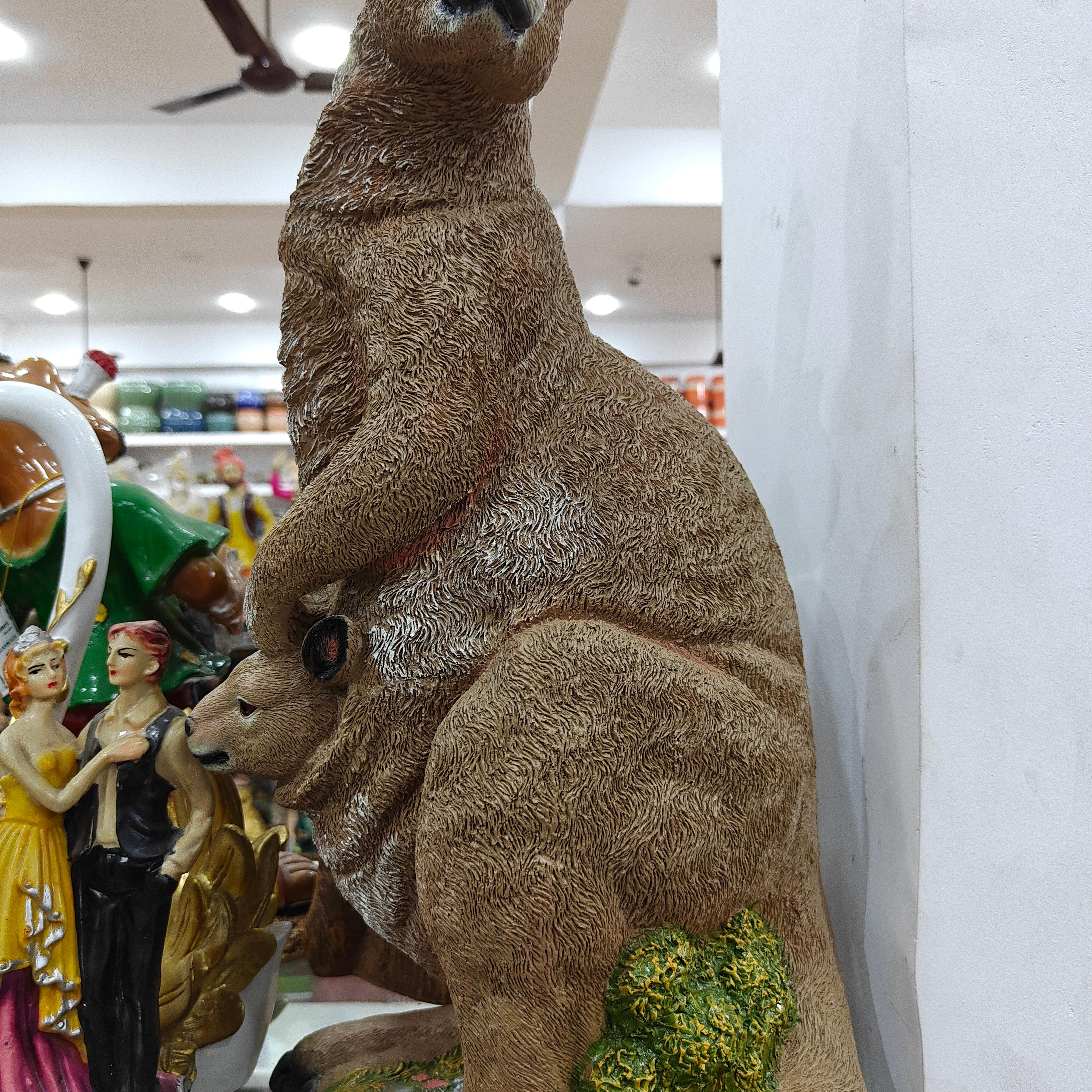 Kangaroo Statue | Wooden | Tan | Decorative