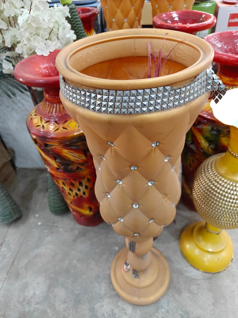 Vase with Stripes | Ceramic | Brown and White | Decorative