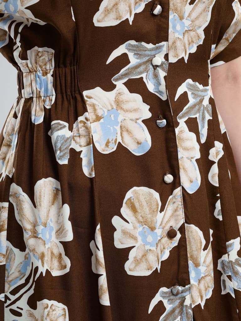 Cory Edge Delphi Collard midi dress- Brown — photo 3