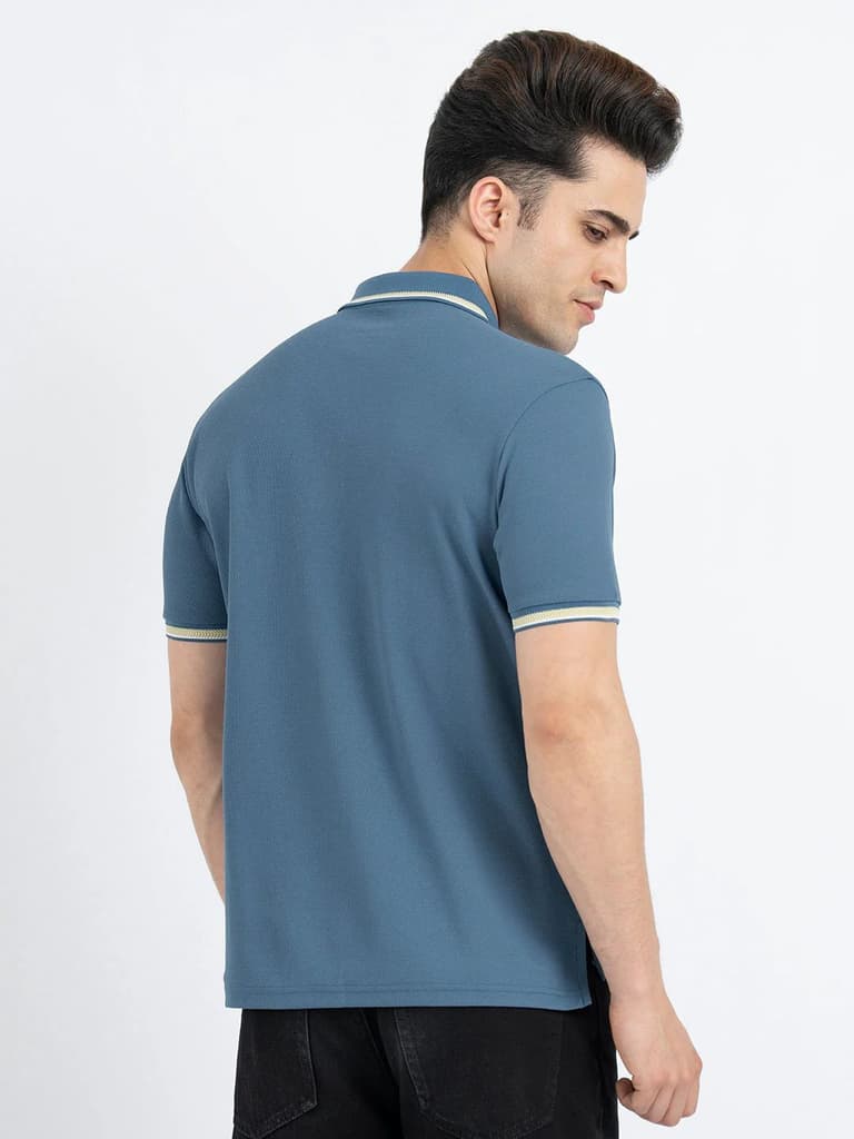 Polo T Shirts for Men in Teal | Half Sleeve T Shirt — photo 3
