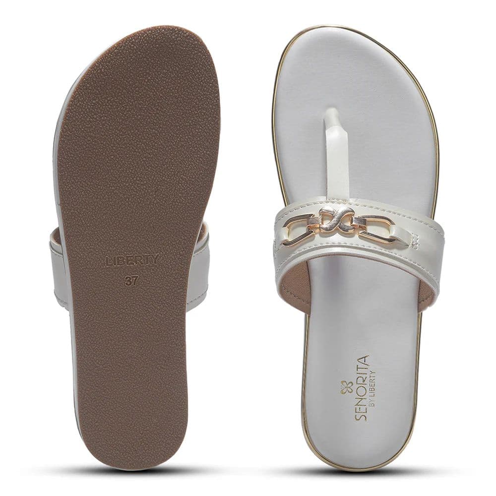 Senorita STY-182E White Casual Slip on Flipflops for Women By Liberty — photo 6