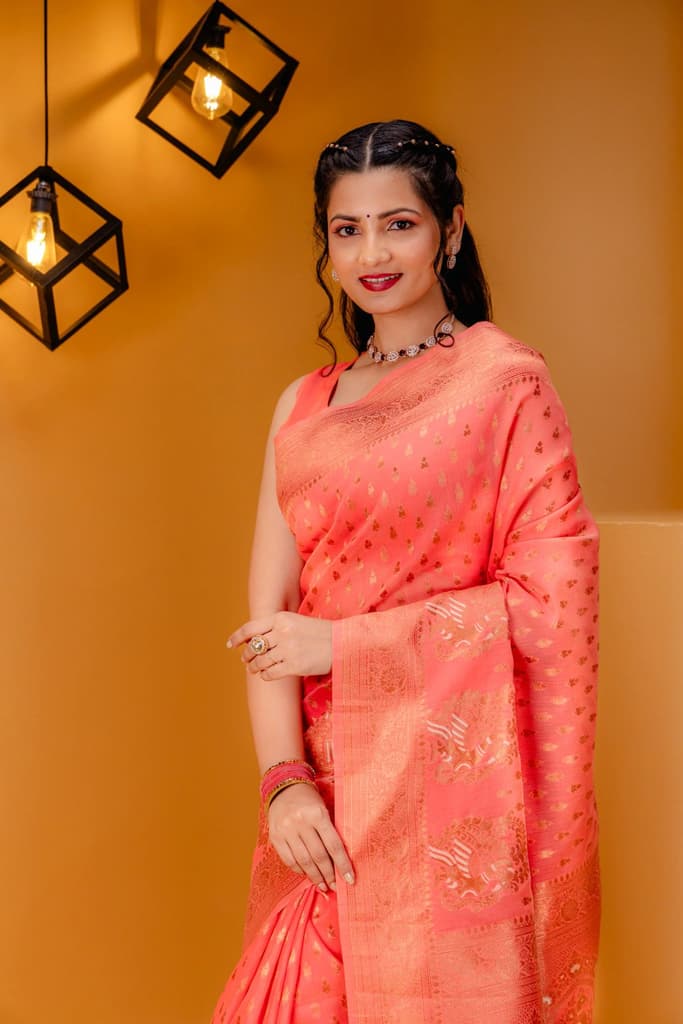Mimosa Women's Woven Design Banarasi Style Art Silk Saree With Blouse Piece : SA00001809GJFREE — photo 2