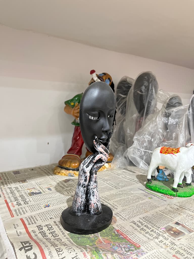 Black Mask with Hands | Sculpture | Wood | Black