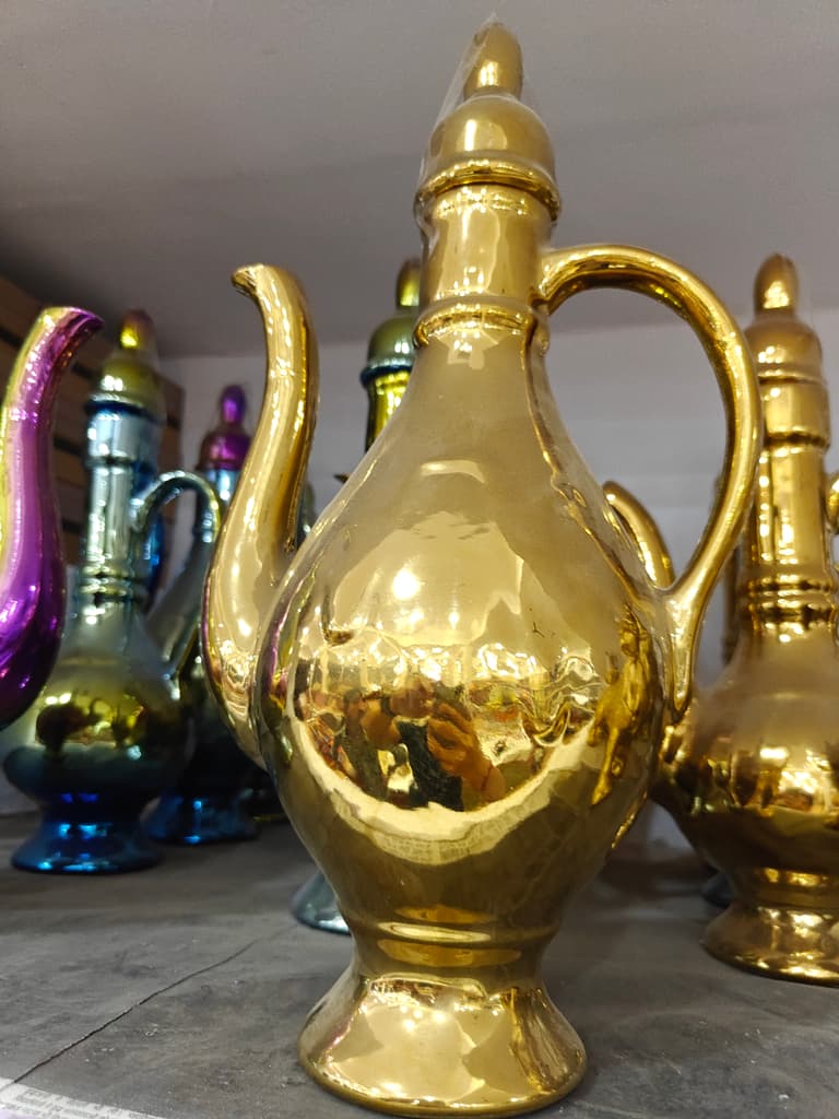 Gold Vase with Handle | Decorative | Glass | Gold