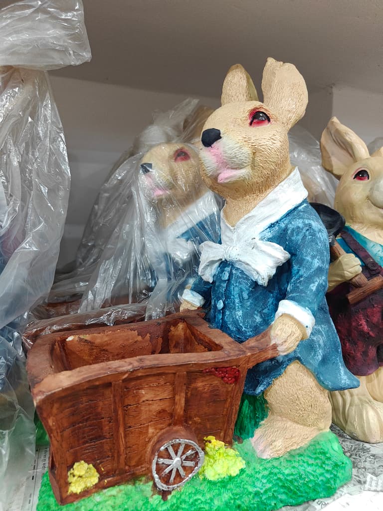 Rabbit Figurine | Wooden | Brown | Decorative