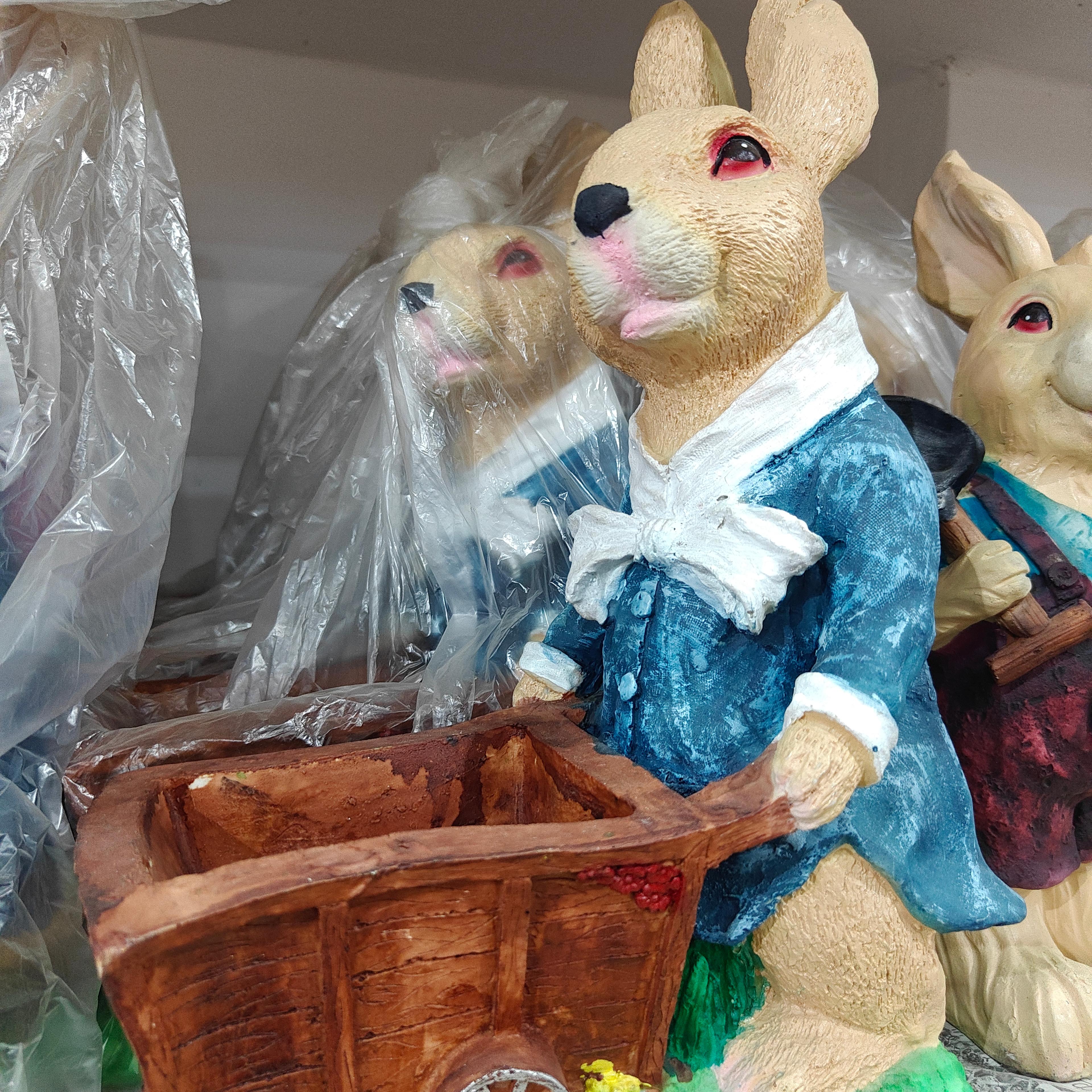 Rabbit Figurine | Wooden | Brown | Decorative