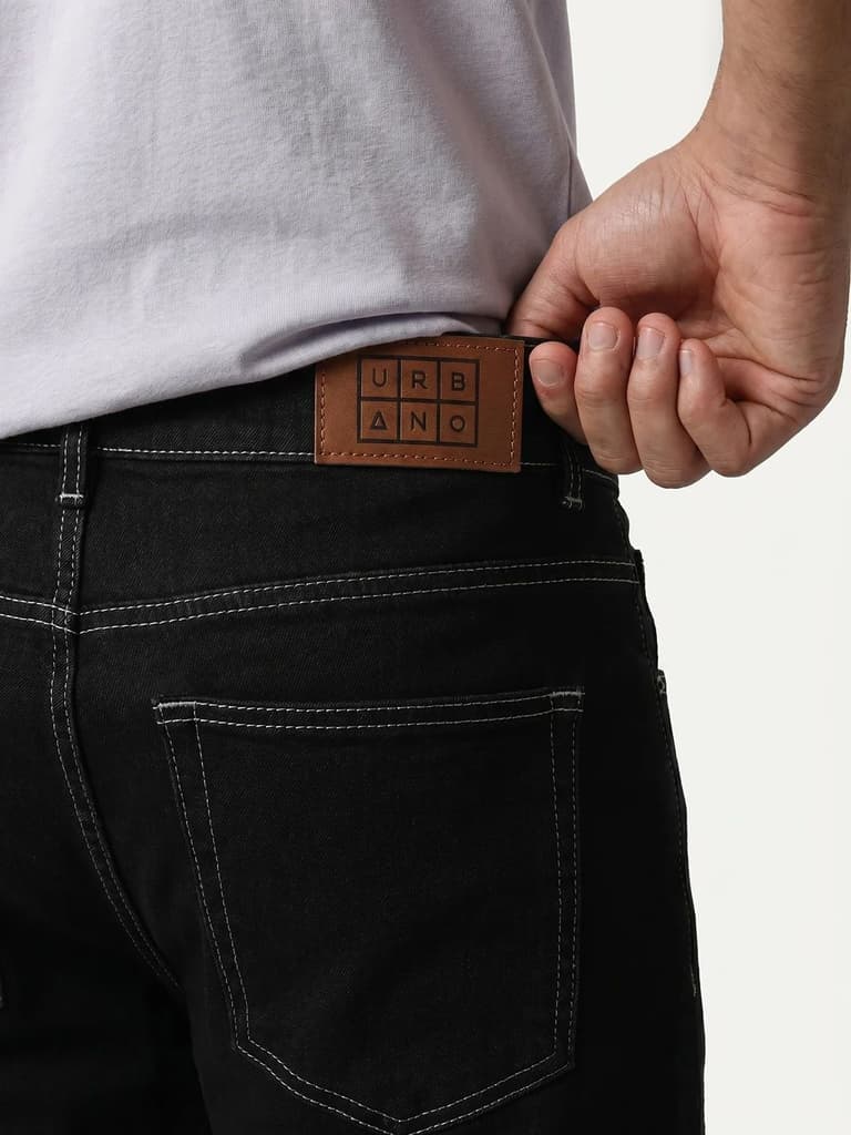 Men's Black Loose Baggy Fit Washed Denim Jeans Non-Stretchable — photo 6