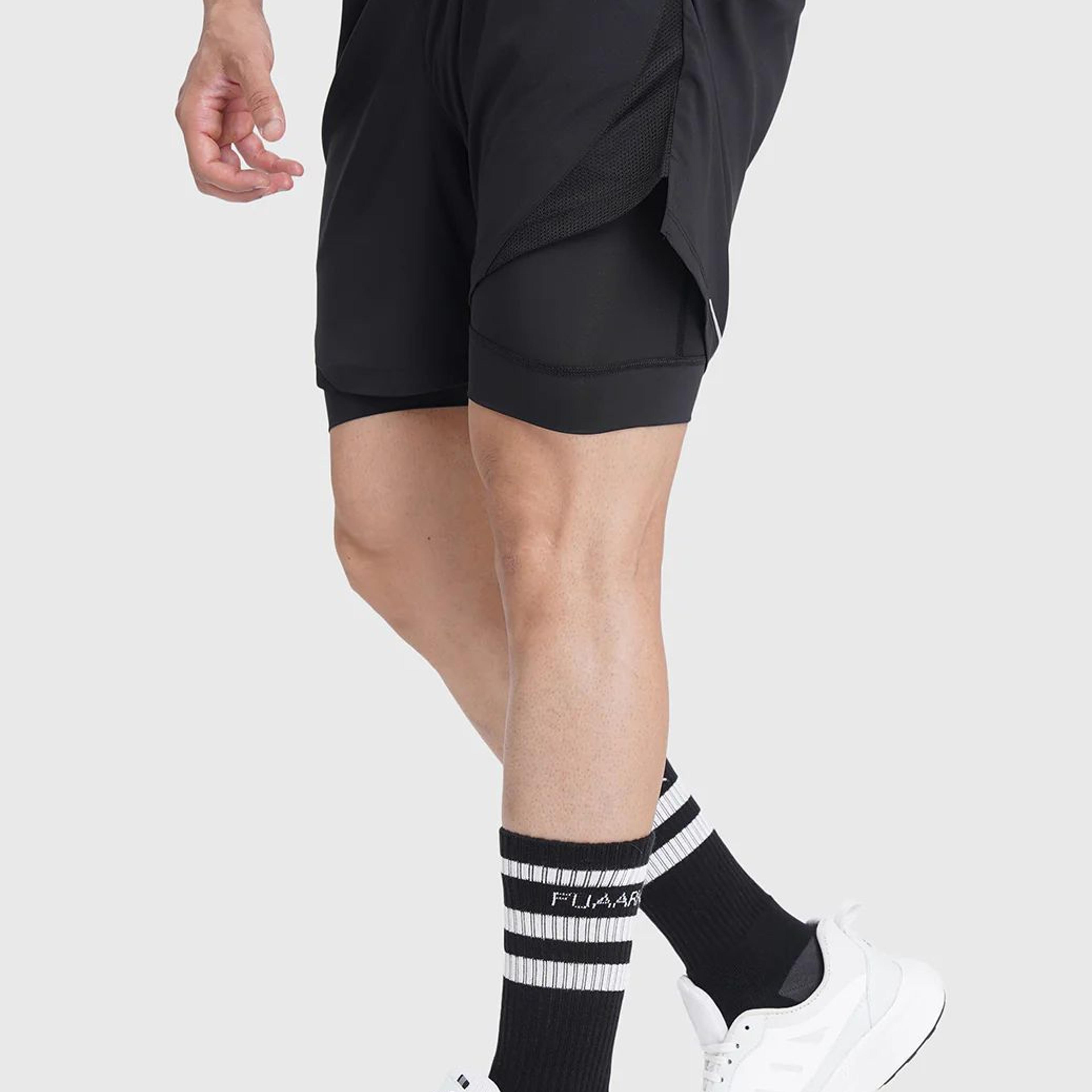 2 in 1 Mesh Shorts Black With Black
