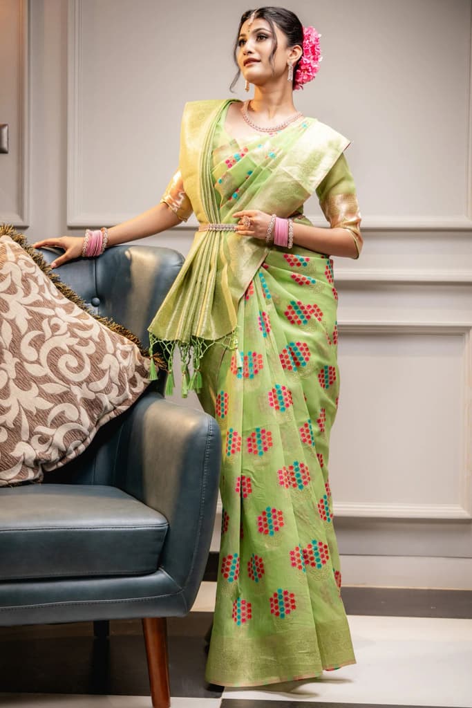 Mimosa Women's Woven Design Banarasi Style Art Silk Saree With Blouse Piece : SA00001595PSFREE — photo 3