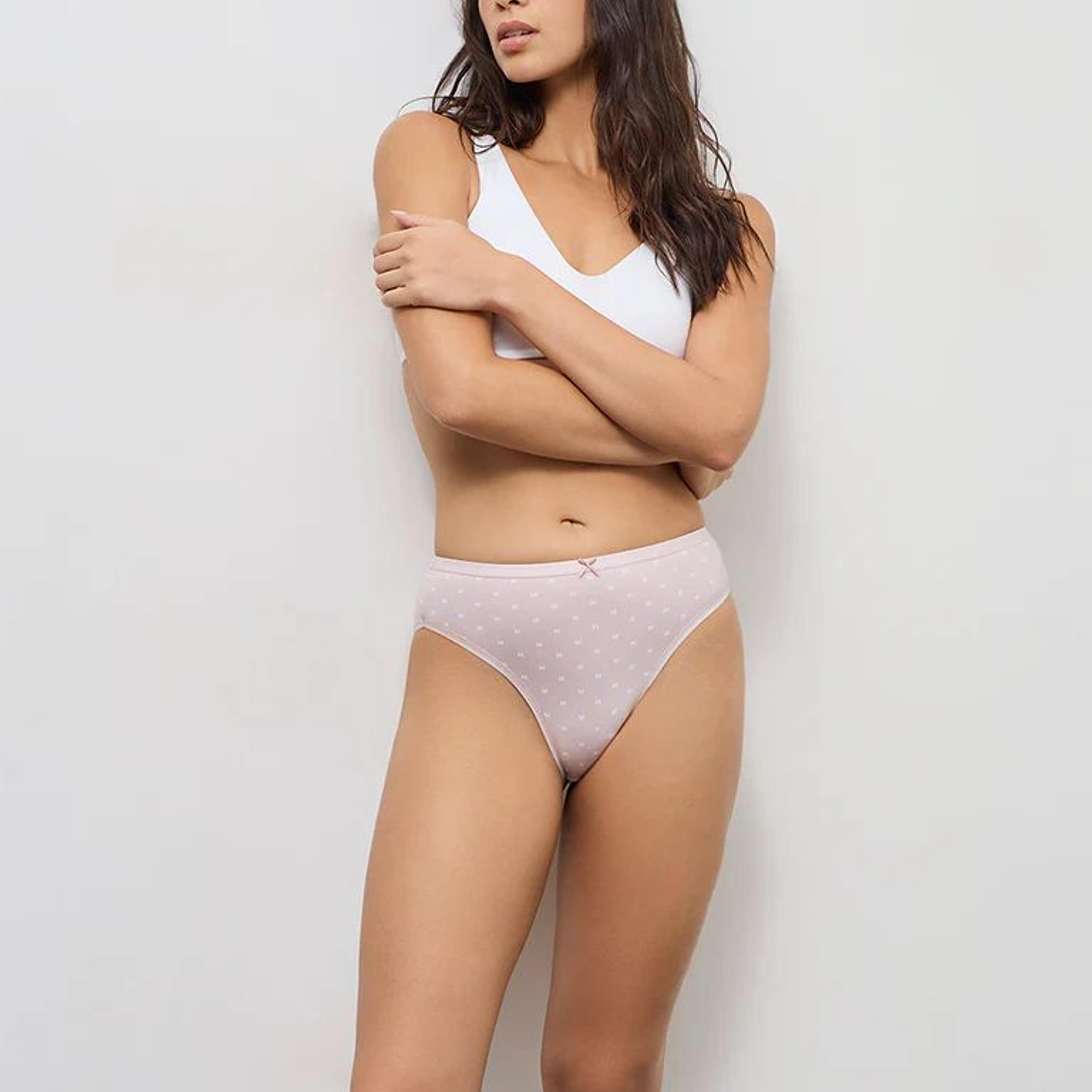 Wunderlove Pink Printed Hi-Leg Cotton-Blend Briefs - Pack of 3