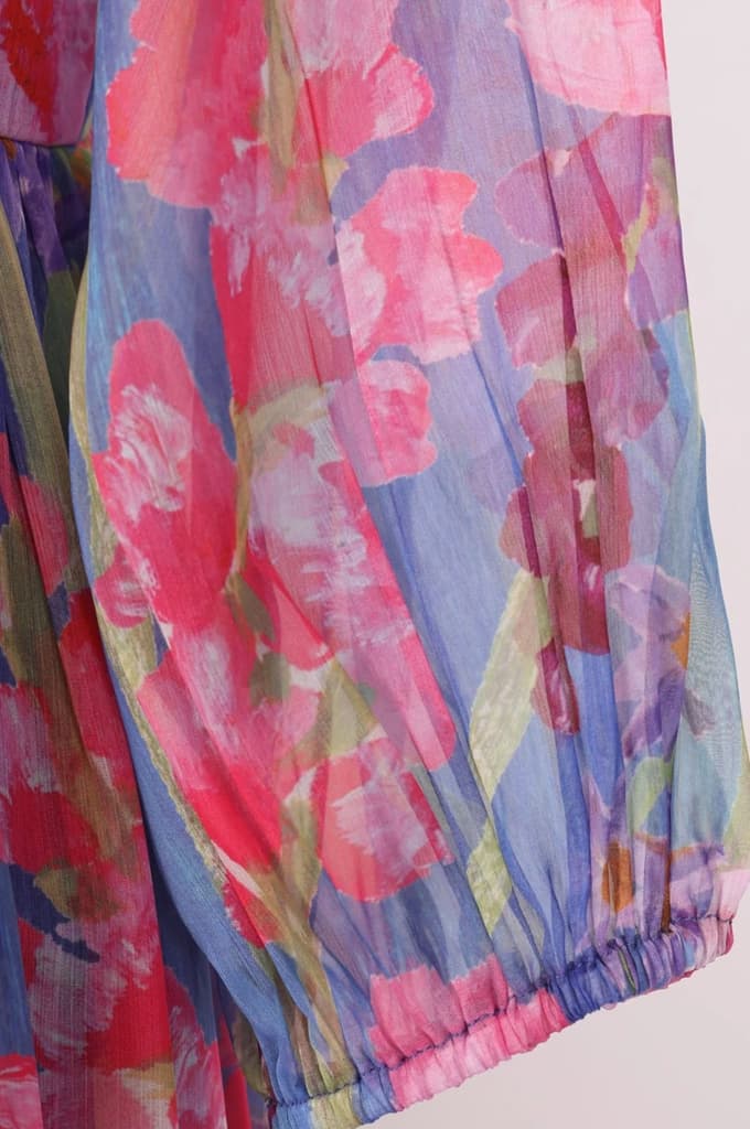 Blue Floral Printed Chiffon Flared Dress — photo 8