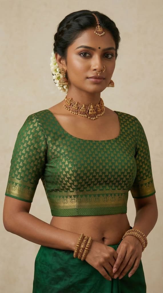 MIMOSA Women's Woven Design Mysore Silk Style Crepe Saree with Blouse Piece - Green ( SA00003122GRNFREE ) — photo 4