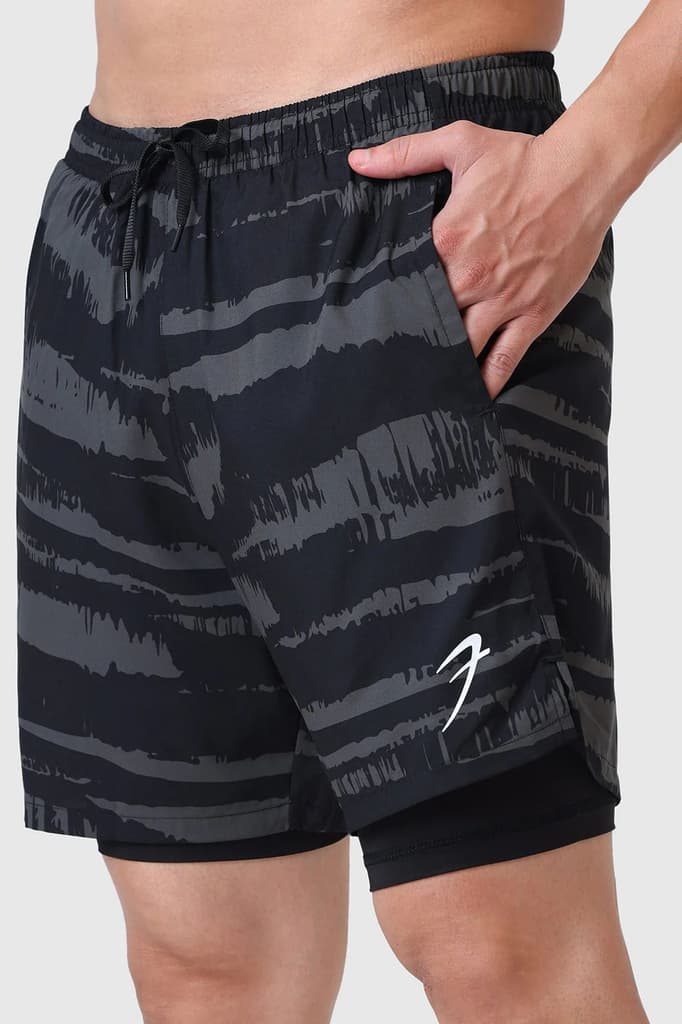 2 in 1 Printed Compression Shorts Olive — photo 3