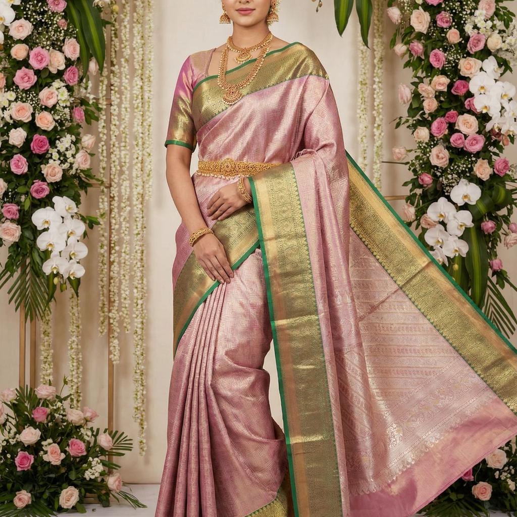 MIMOSA Women's Woven Design Kanjivaram Style Art Silk Saree with Blouse Piece - Magenta (SA00001522MJFREE)