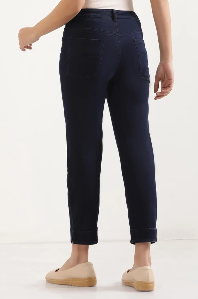Blue Cropped Denim Straight Pants — photo 4