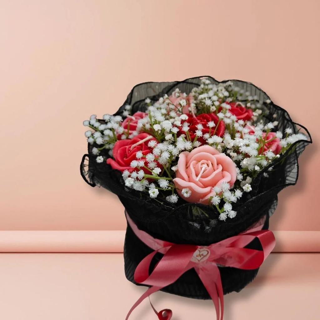 Rose Bloom Candle Bouquet | Handcrafted Soy Wax Rose Candles Gift Box