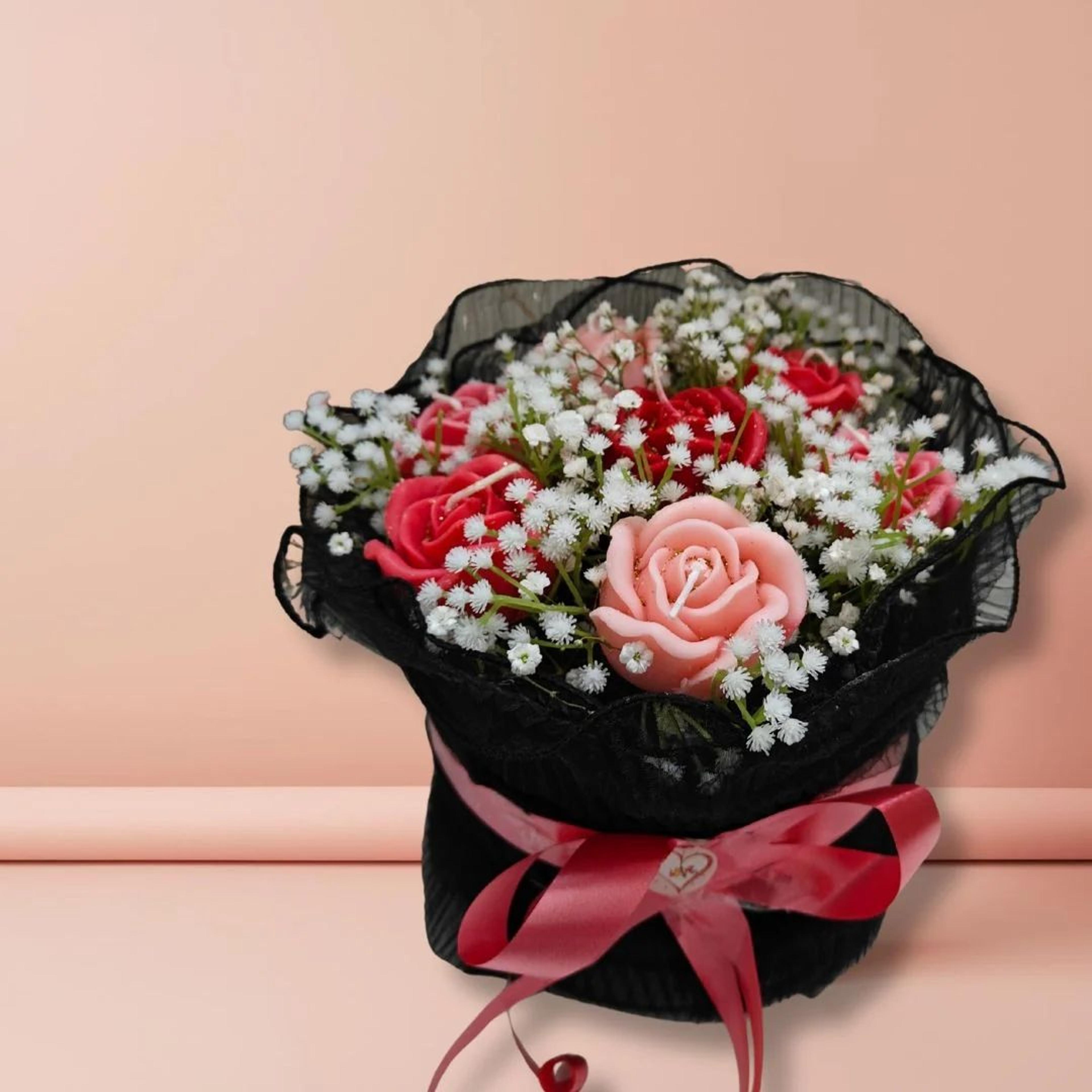 Rose Bloom Candle Bouquet | Handcrafted Soy Wax Rose Candles Gift Box