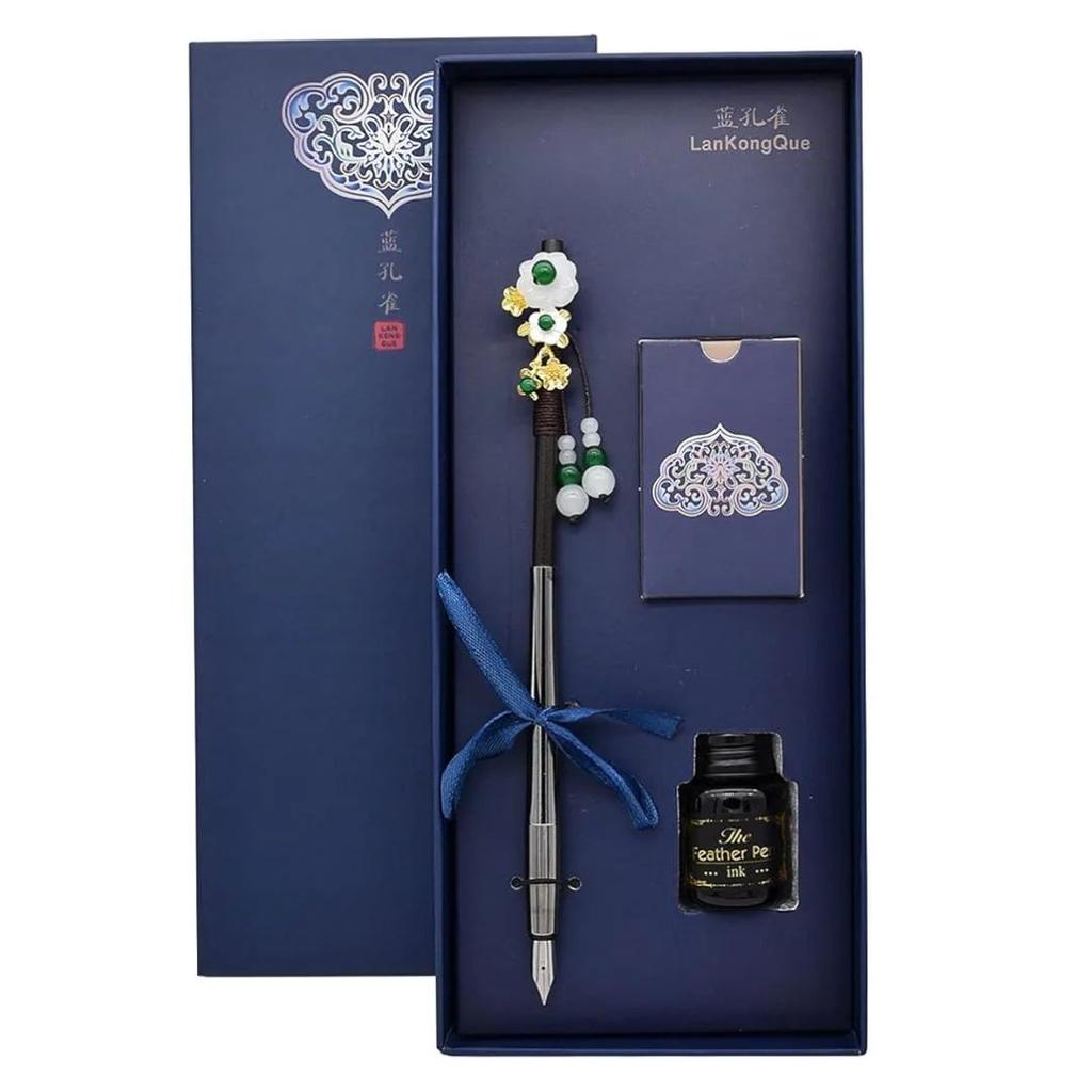Hair Stick Style Fountain Pen Gift Set | Retro Style Kit With Ink Bottle And Cartridges — photo 2