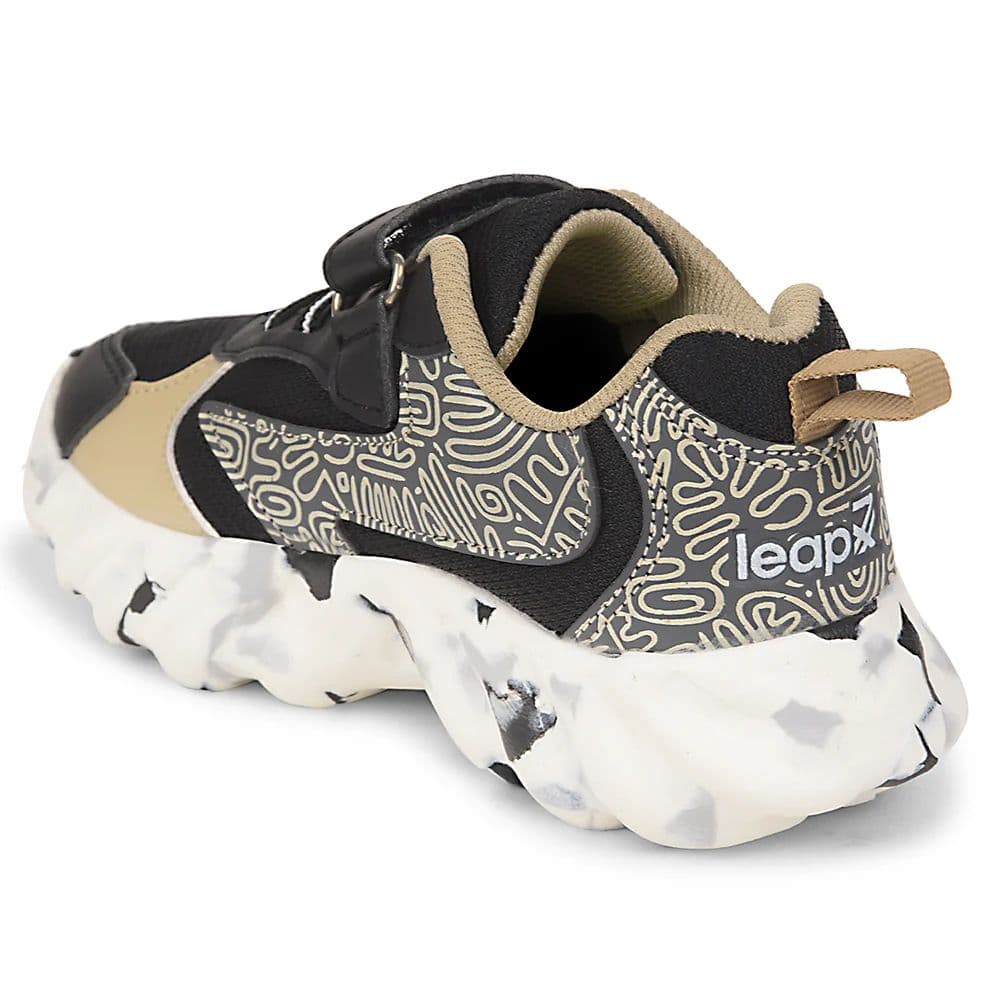 Leap7x Black Sports Non Lacing Walking Shoes For Kids DENIAL-2 By Liberty — photo 4