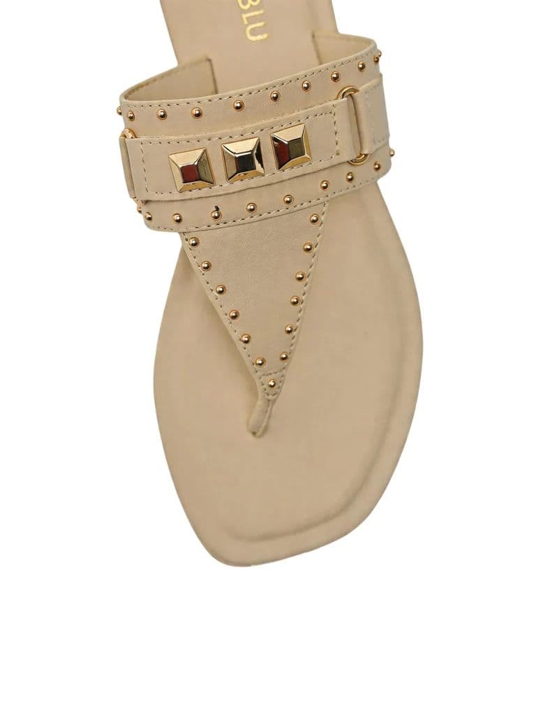 LUNA BLU Ivory Stud Detail Flat Sandals — photo 4