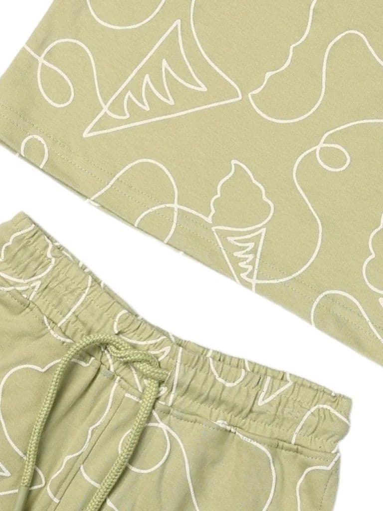 HOP Kids Boys Sage Printed Cotton T-Shirt and Shorts Set — photo 5