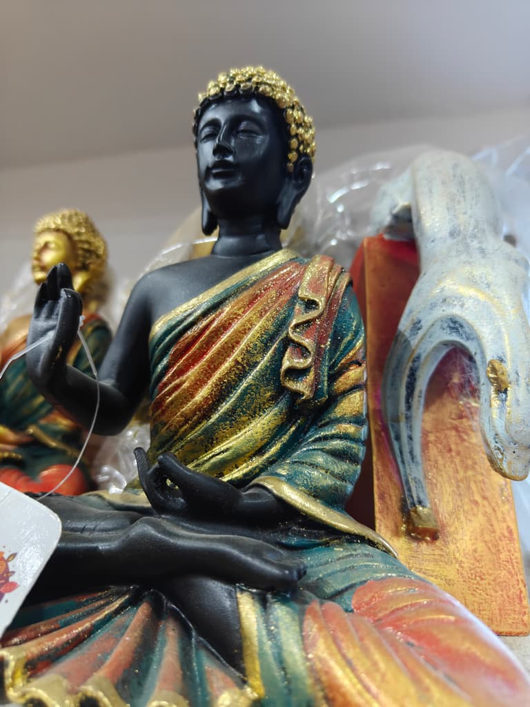 Black Buddha Statue | Gold Trim | Meditation Aid | Yoga
