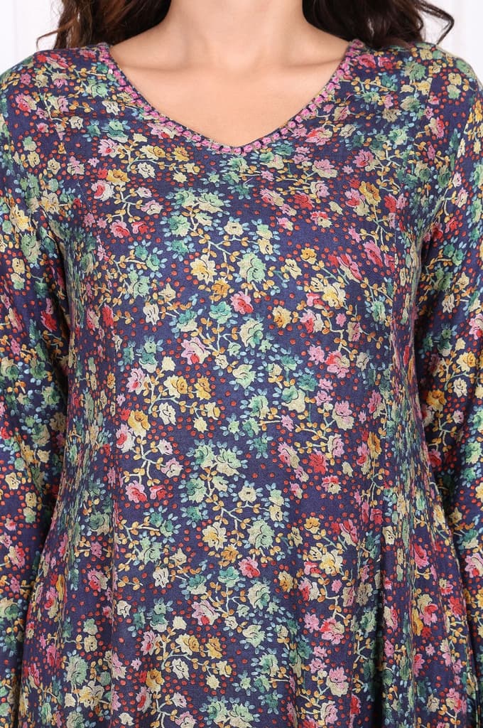 Multicolor Floral Printed Straight Rayon Kurta and Straight Pant Set — photo 3