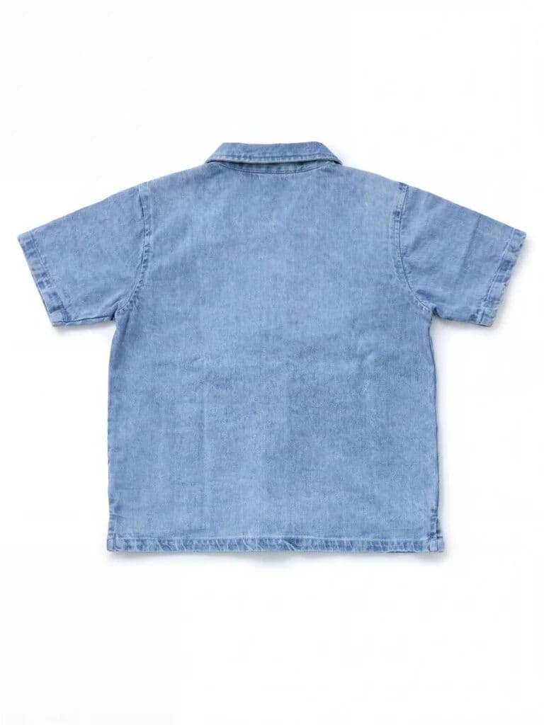 Y&F Kids Boys Blue Graphic Print Zip-Up Denim Shirt — photo 4