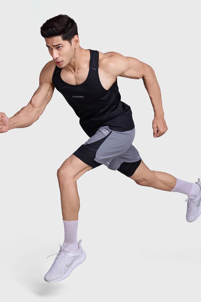 2 in 1 Mesh Shorts Foggy Grey With Black — photo 3