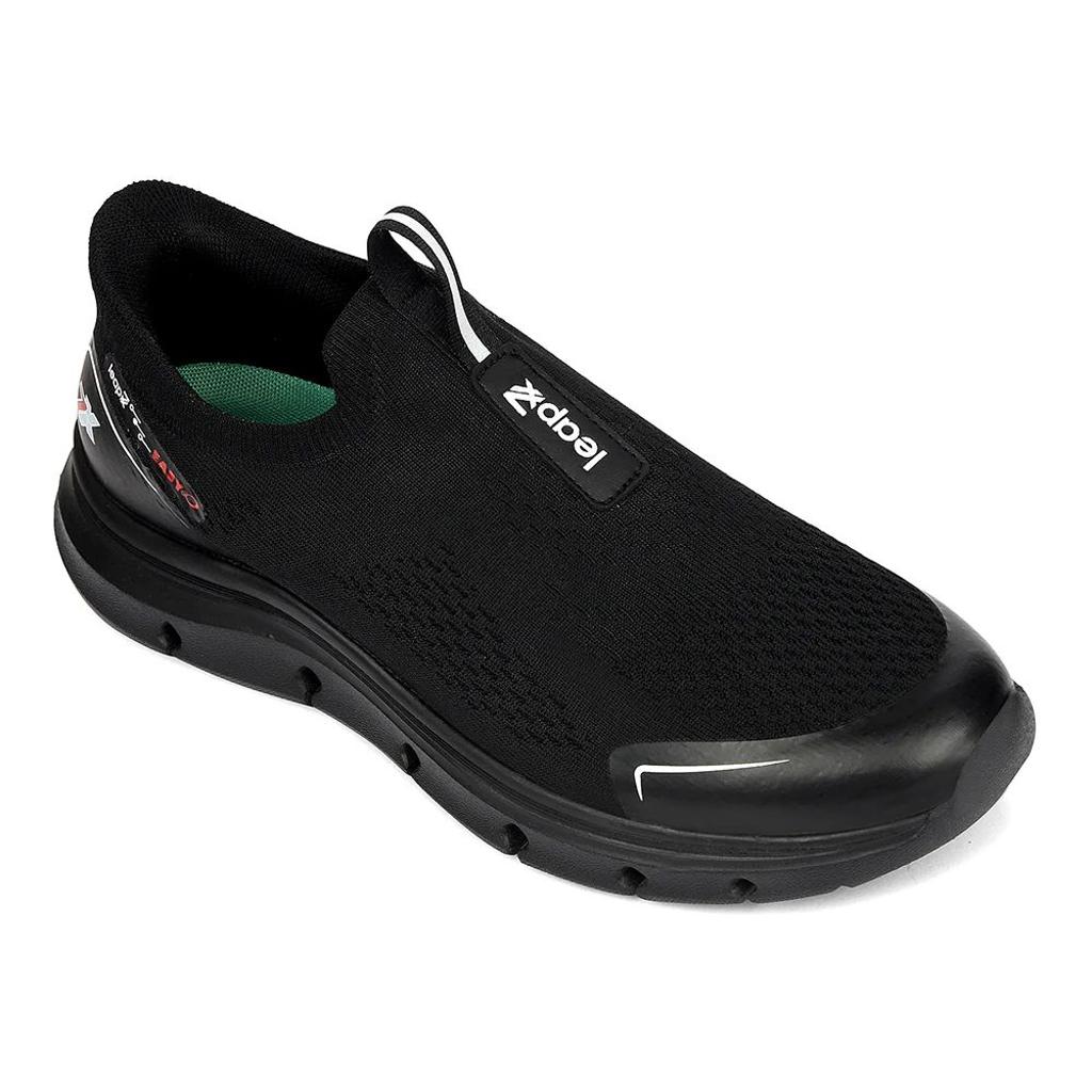Leap7x Black Sports Non Lacing Walking Shoes For Men BRISBANE By Liberty