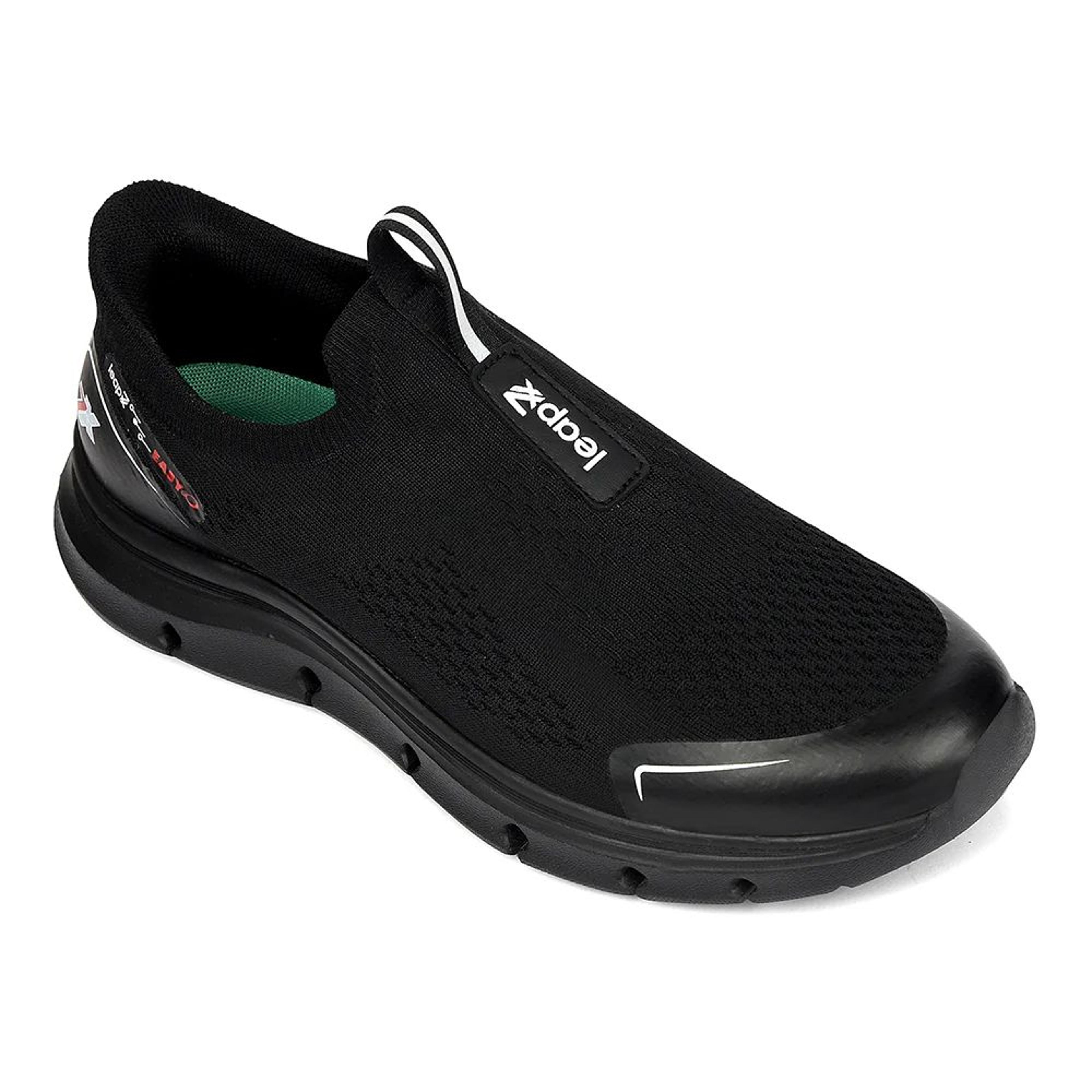 Leap7x Black Sports Non Lacing Walking Shoes For Men BRISBANE By Liberty