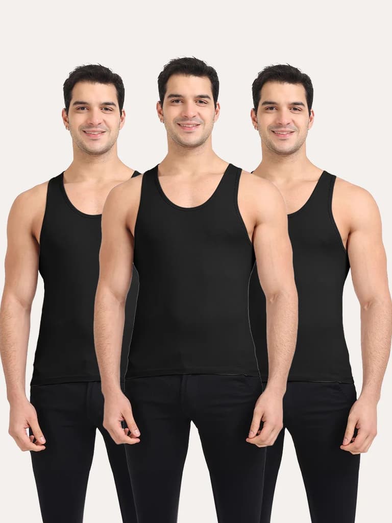 Regular Fit Organic Cotton Comfort Vest for Men-Pack of 3 — photo 11