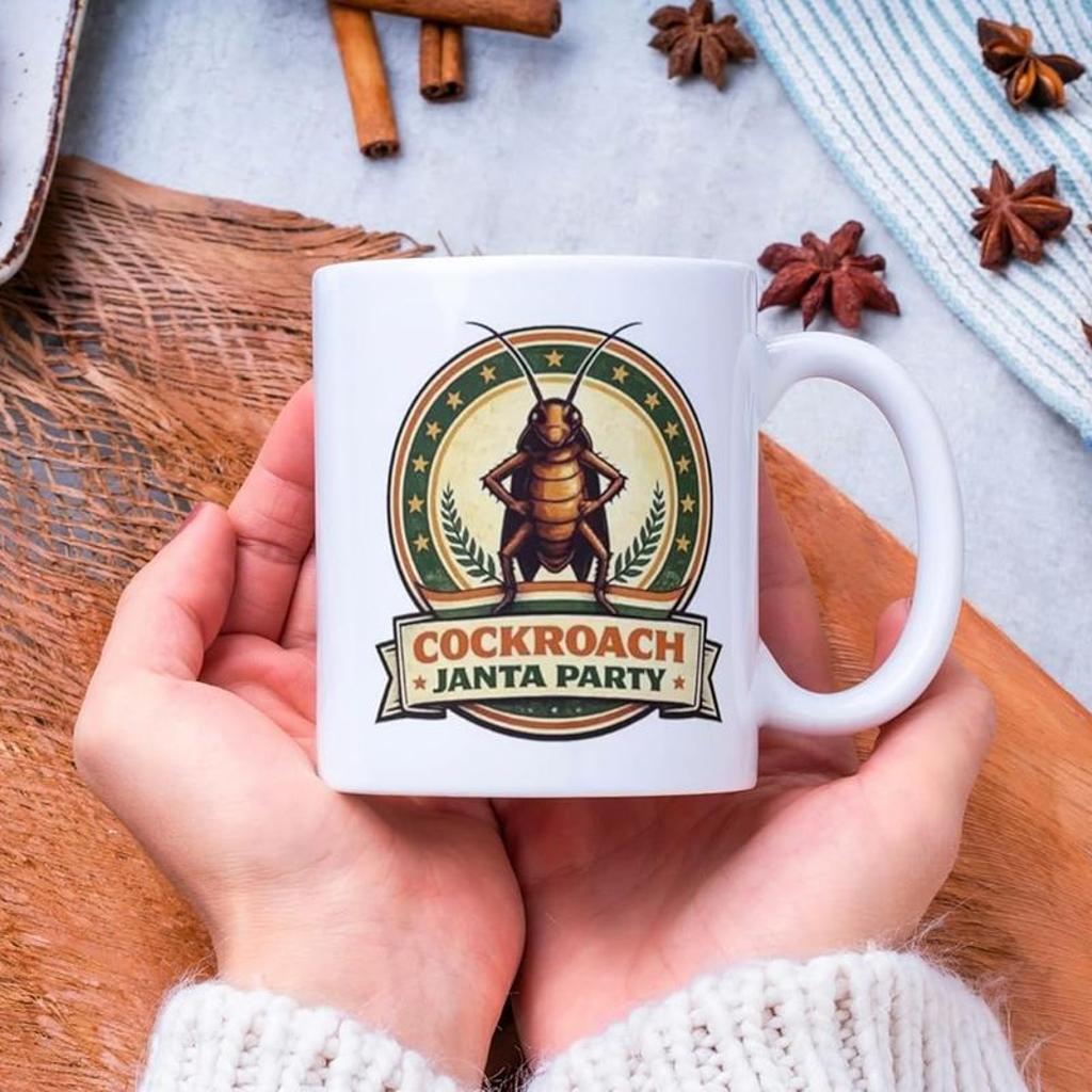 Cockroach Janta Party Ceramic Coffee Mug, Funny Printed Tea & Coffee Cup, Gag Gift for Office and Home