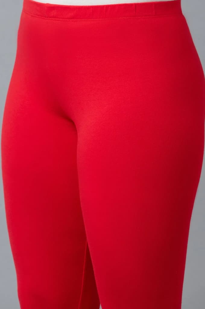 Women Red Ankle Length Cotton Lycra Churidar — photo 6