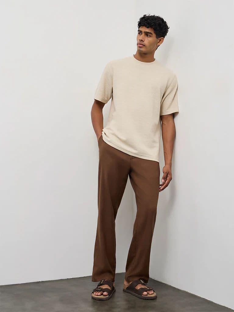 ETA Cream Textured Relaxed-Fit Cotton-Blend T-Shirt — photo 3