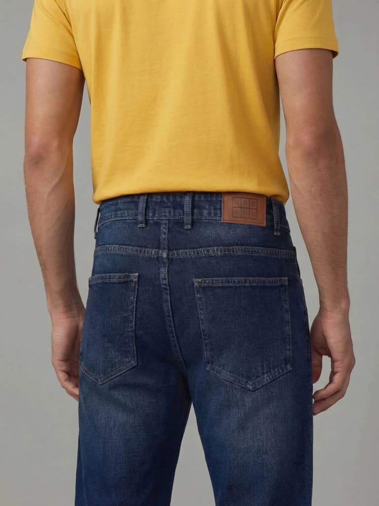 Men's Blue Relaxed Fit Washed Denim Jeans Non-Stretchable — photo 6