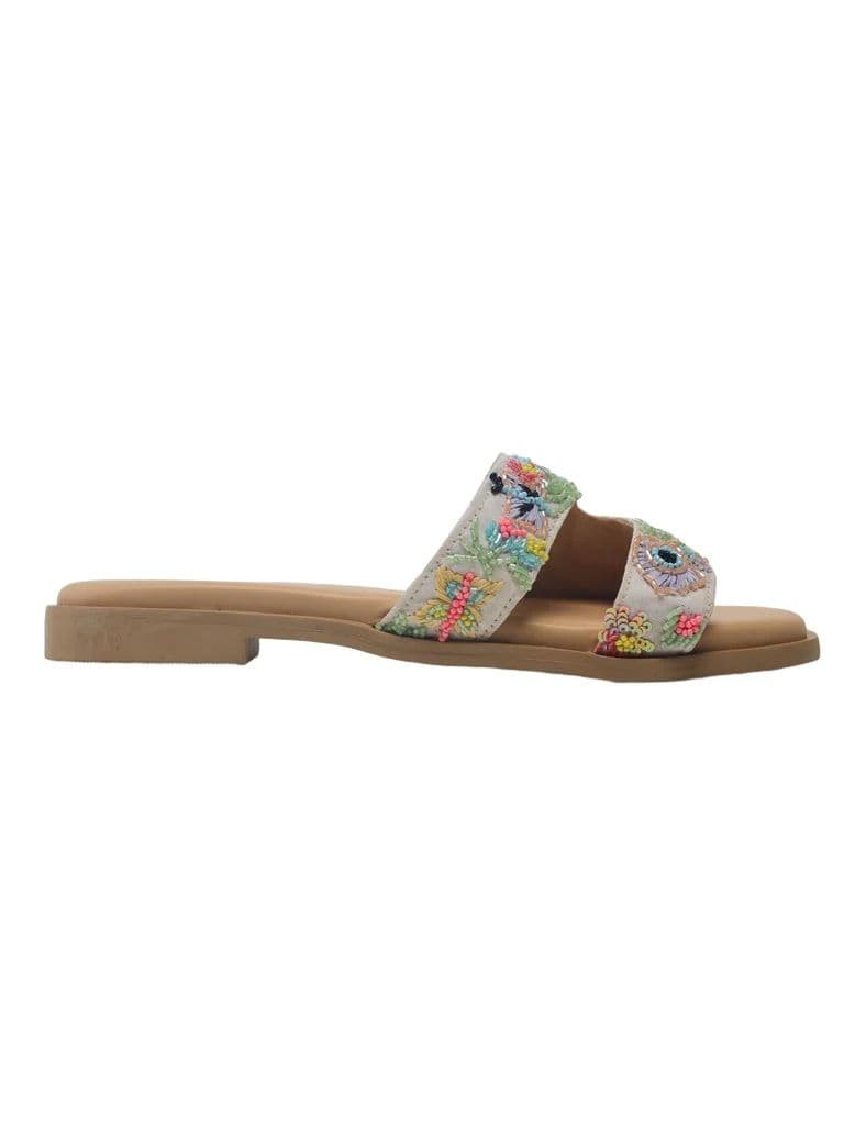 LUNA BLU Ivory Floral Embroidered Slip-On Sandals — photo 2