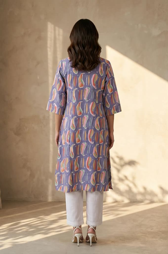 Purple Abstract Straight Kurta — photo 4