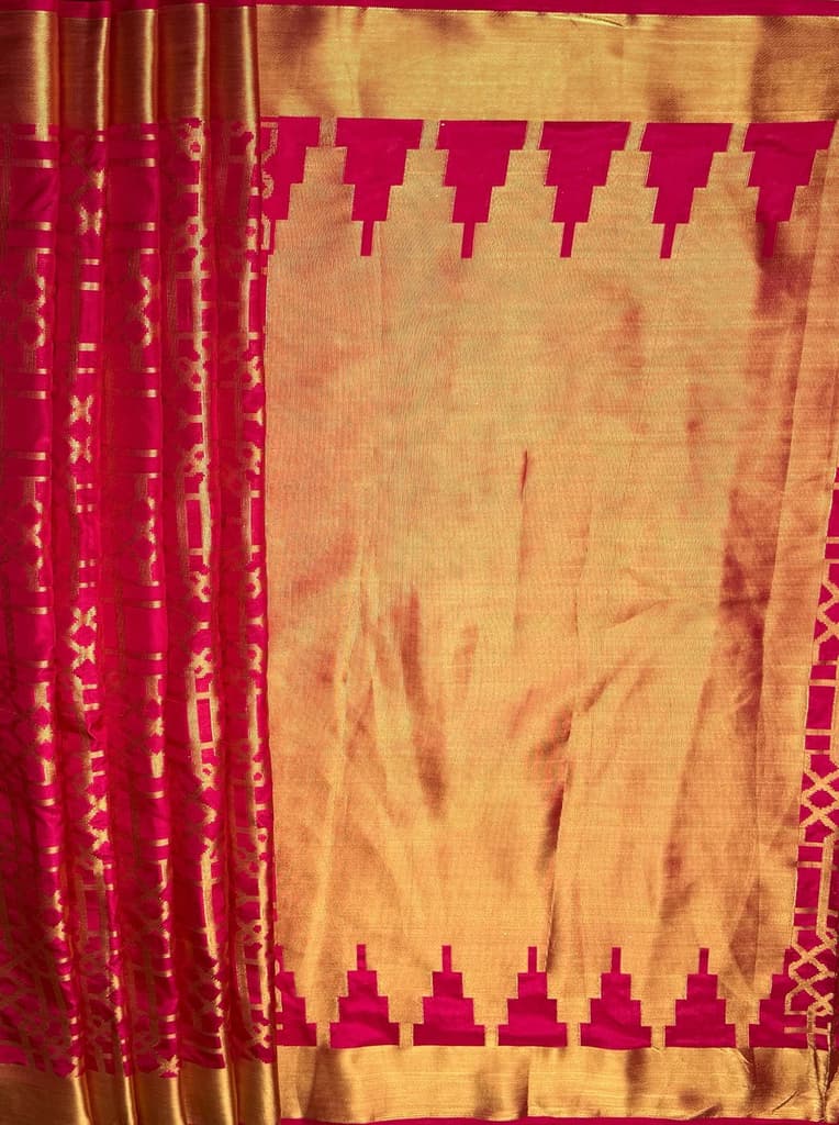 MIMOSA Women's Woven Design Banarasi Style Art Silk Saree with Blouse Piece - Rani ( SA00003121RNFREE ) — photo 7