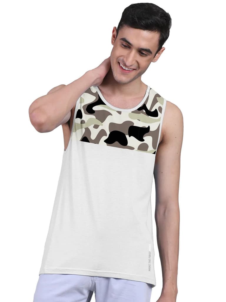 Camouflage Print & Twin Skin Organic Bamboo Vest Active Fit (Pack of 5) — photo 6