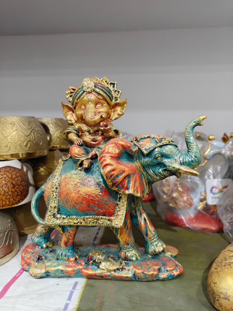 Gold Ganesha Statue | Religious Decoration | Brass | Gold