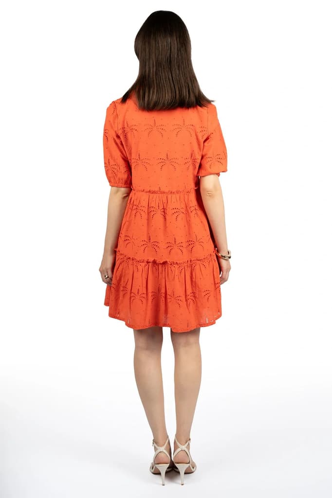 Red Cotton Schiffli Fit & Flare Dress — photo 4
