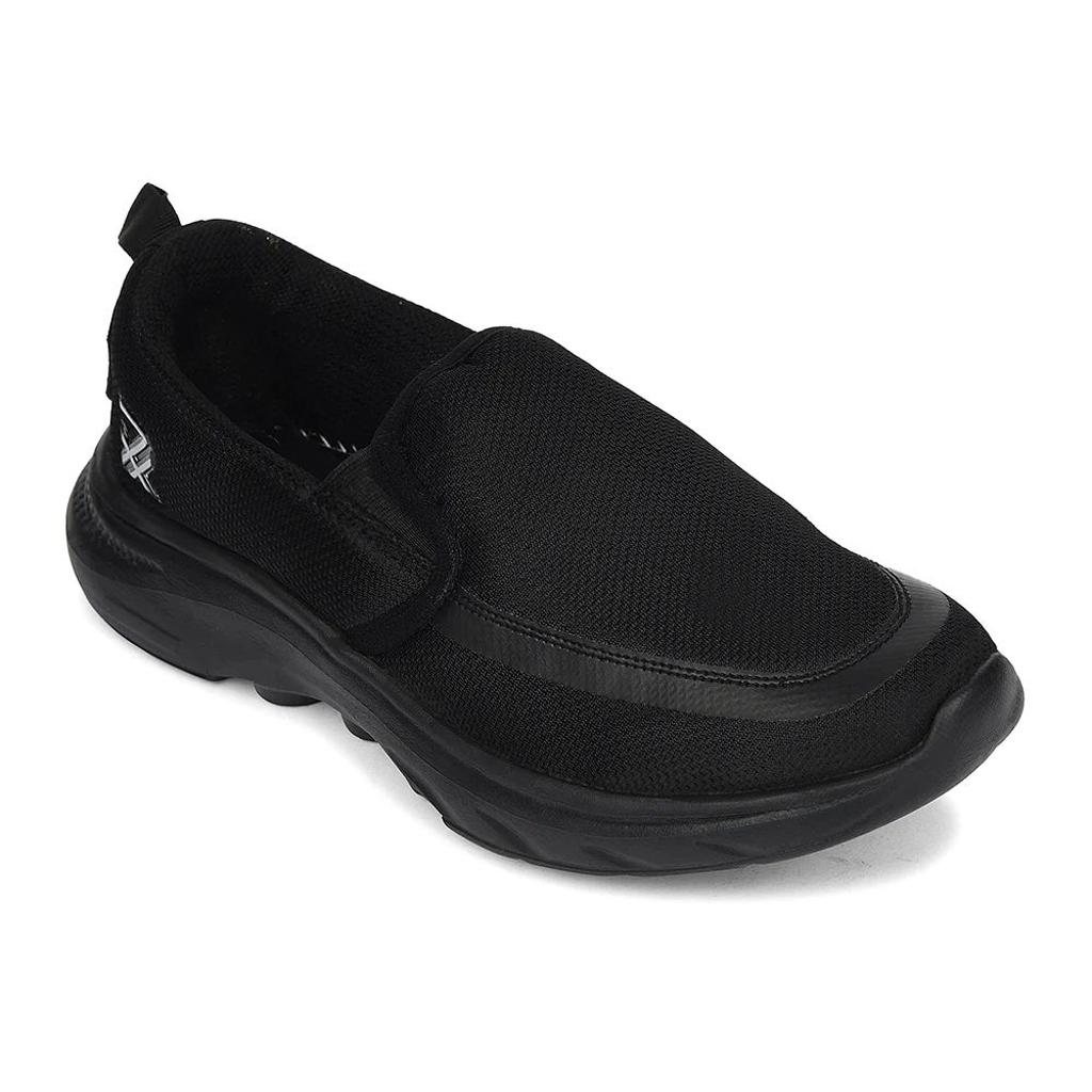 Leap7x Black Sports Non Lacing Walking Shoes For Men VENIS-1D By Liberty