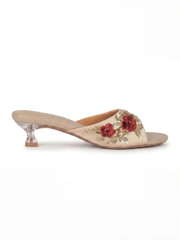 LUNA BLU Ivory Floral Embroidered Heel Sandals — photo 2